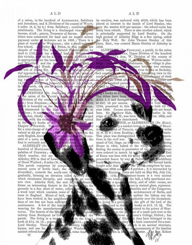 Dalmatian With Purple Fascinator White Modern Wood Framed Art Print with Double Matting by Fab Funky