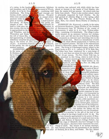 Basset Hound and Birds Black Ornate Wood Framed Art Print with Double Matting by Fab Funky