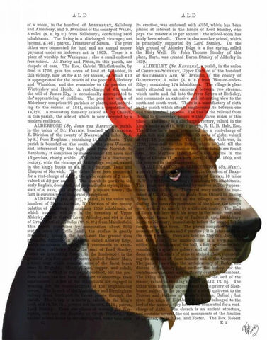 Basset Hound and Devil Horns White Modern Wood Framed Art Print with Double Matting by Fab Funky