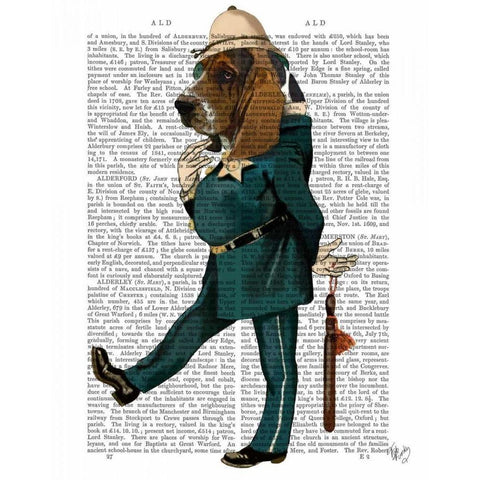 Basset Hound Policeman White Modern Wood Framed Art Print by Fab Funky