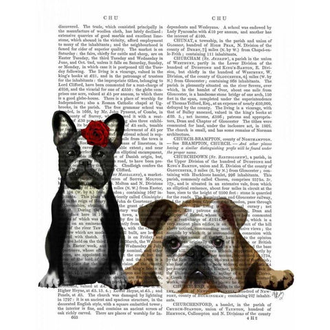 French Bulldog and English Bulldog Black Modern Wood Framed Art Print with Double Matting by Fab Funky