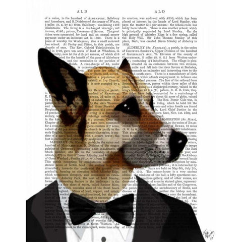 Debonair James Bond Dog Gold Ornate Wood Framed Art Print with Double Matting by Fab Funky