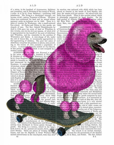 Pink Poodle and Skateboard Black Ornate Wood Framed Art Print with Double Matting by Fab Funky