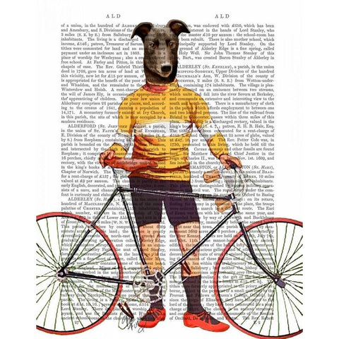 Greyhound Cyclist Black Modern Wood Framed Art Print with Double Matting by Fab Funky