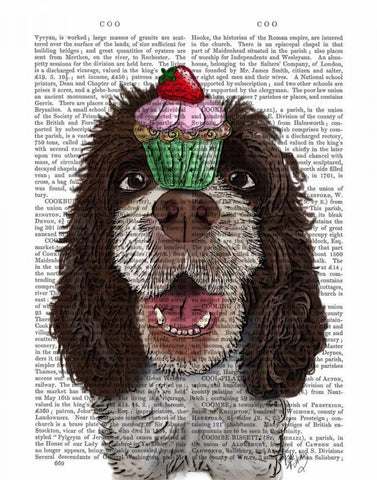 Springer Spaniel with Cupcake Black Ornate Wood Framed Art Print with Double Matting by Fab Funky