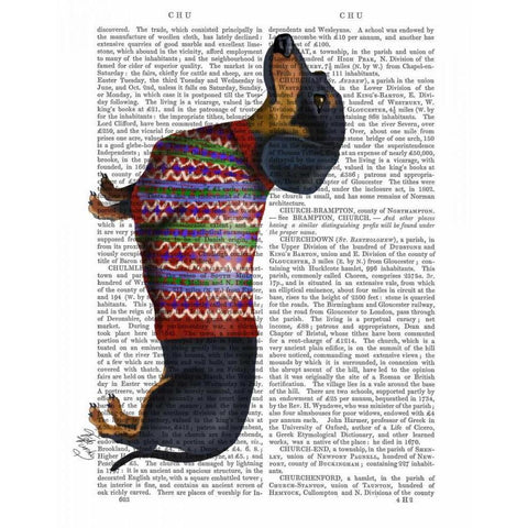 Dachshund With Woolly Sweater White Modern Wood Framed Art Print by Fab Funky