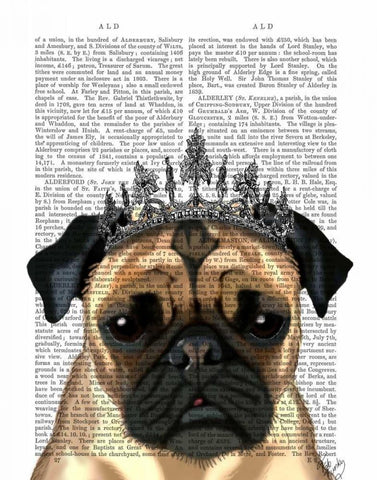 Pug With Tiara Black Ornate Wood Framed Art Print with Double Matting by Fab Funky