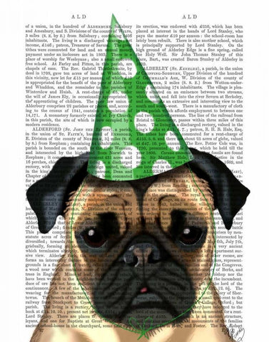 Party Pug Black Ornate Wood Framed Art Print with Double Matting by Fab Funky