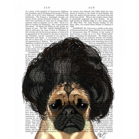 Pug In A Bad Wig White Modern Wood Framed Art Print by Fab Funky