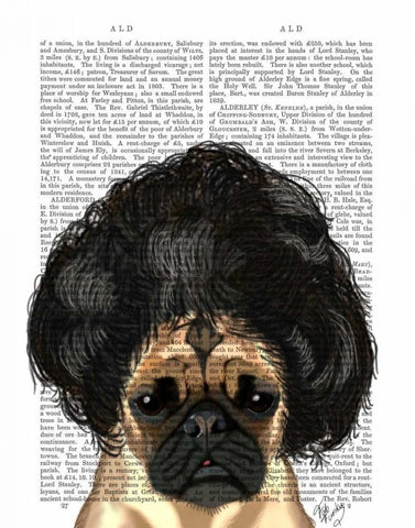 Pug In A Bad Wig White Modern Wood Framed Art Print with Double Matting by Fab Funky