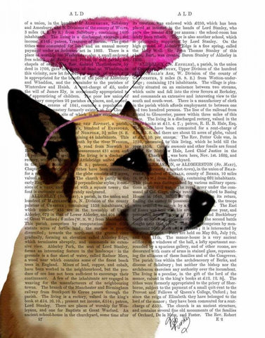 German Shepherd With Pink Halo Black Ornate Wood Framed Art Print with Double Matting by Fab Funky