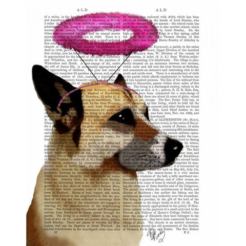 German Shepherd With Pink Halo White Modern Wood Framed Art Print by Fab Funky