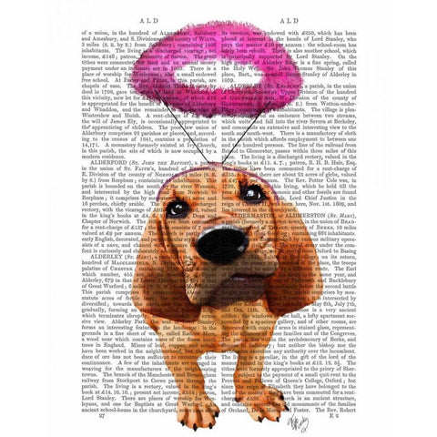 Bloodhound With Angelic Pink Halo White Modern Wood Framed Art Print by Fab Funky