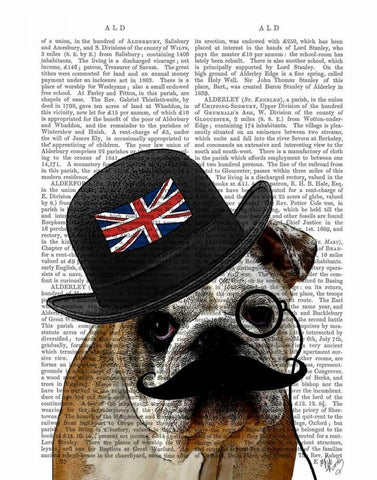 British Bulldog and Bowler Hat Black Ornate Wood Framed Art Print with Double Matting by Fab Funky