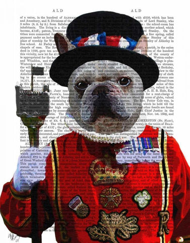 Bulldog Beefeater White Modern Wood Framed Art Print with Double Matting by Fab Funky
