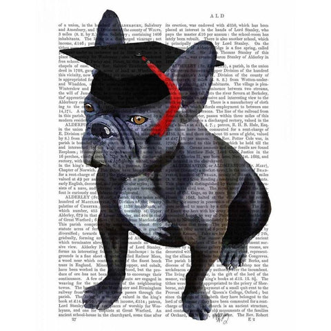 Graduation French Bulldog Gold Ornate Wood Framed Art Print with Double Matting by Fab Funky