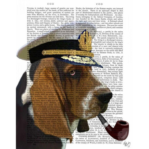 Basset Hound Sea Dog White Modern Wood Framed Art Print by Fab Funky