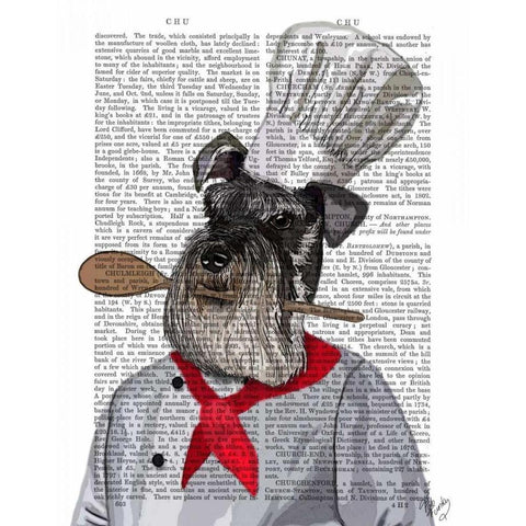 Schnauzer Chef Gold Ornate Wood Framed Art Print with Double Matting by Fab Funky