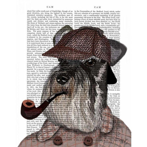 Schnauzer Sherlock Gold Ornate Wood Framed Art Print with Double Matting by Fab Funky