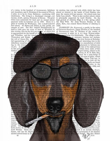 Hipster Dachshund Black and Tan White Modern Wood Framed Art Print with Double Matting by Fab Funky