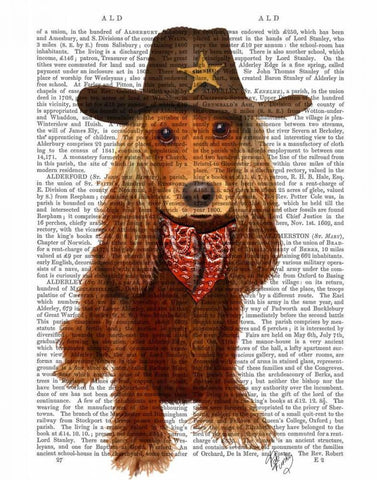 Cocker Spaniel Cowboy White Modern Wood Framed Art Print with Double Matting by Fab Funky