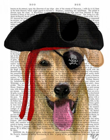 Yellow Labrador Pirate White Modern Wood Framed Art Print with Double Matting by Fab Funky