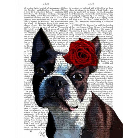 Boston Terrier with Rose on Head White Modern Wood Framed Art Print by Fab Funky