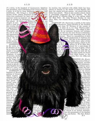 Scottish Terrier and Party Hat Black Ornate Wood Framed Art Print with Double Matting by Fab Funky