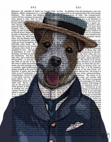 Jack Russell in Boater White Modern Wood Framed Art Print with Double Matting by Fab Funky