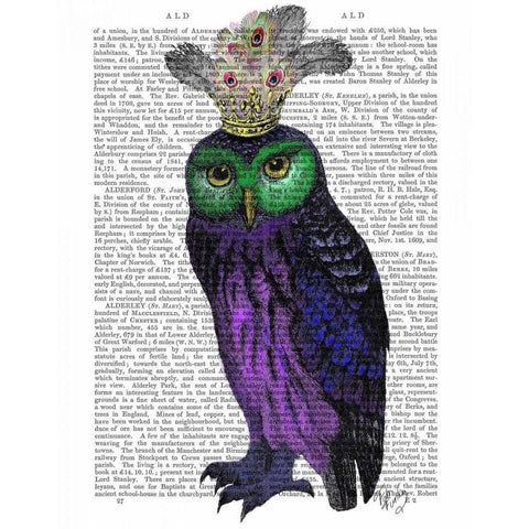 Purple Owl White Modern Wood Framed Art Print by Fab Funky