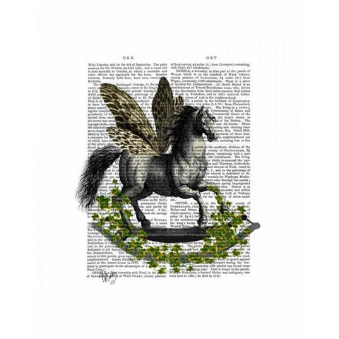 Rocking Horse Fly White Modern Wood Framed Art Print by Fab Funky