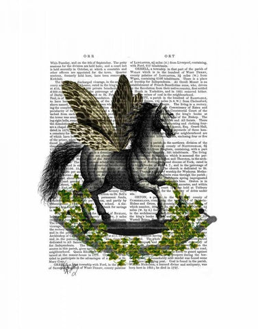 Rocking Horse Fly White Modern Wood Framed Art Print with Double Matting by Fab Funky