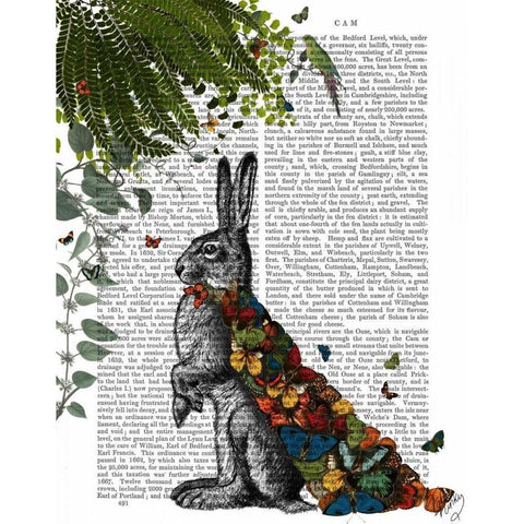 Hare with Butterfly Cloak White Modern Wood Framed Art Print by Fab Funky