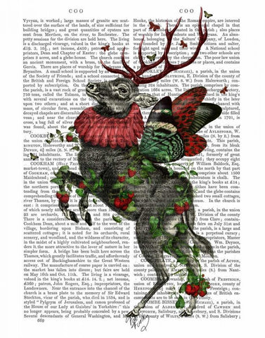 Strawberry Deer White Modern Wood Framed Art Print with Double Matting by Fab Funky