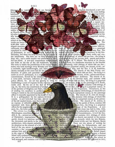 Blackbird In Teacup White Modern Wood Framed Art Print with Double Matting by Fab Funky