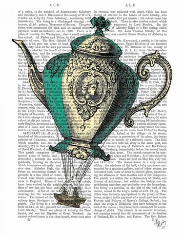 Flying Teapot 1 Green and Yellow White Modern Wood Framed Art Print with Double Matting by Fab Funky