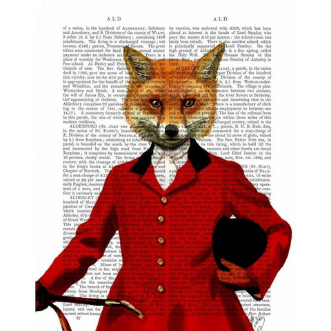 Fox Hunter 2 Portrait Gold Ornate Wood Framed Art Print with Double Matting by Fab Funky