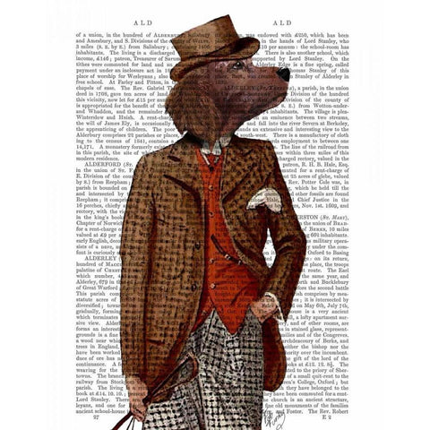 Red Setter Rider Portrait Black Modern Wood Framed Art Print with Double Matting by Fab Funky