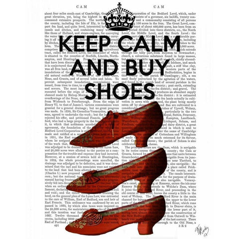 Keep Calm Buy Shoes White Modern Wood Framed Art Print by Fab Funky