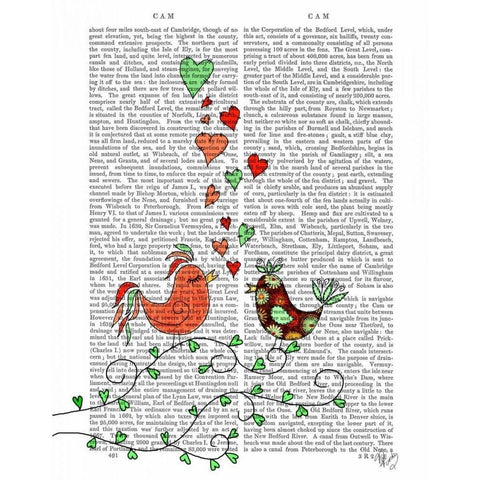 Love Birds Illustration Black Modern Wood Framed Art Print with Double Matting by Fab Funky