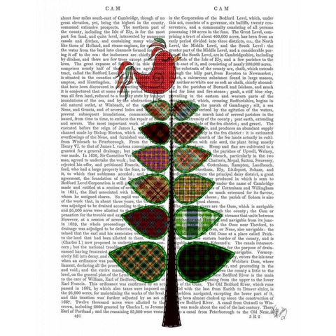 Tartan Tree Illustration White Modern Wood Framed Art Print by Fab Funky