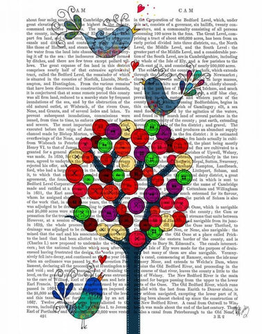 Button Tree and Birds Blue Black Ornate Wood Framed Art Print with Double Matting by Fab Funky