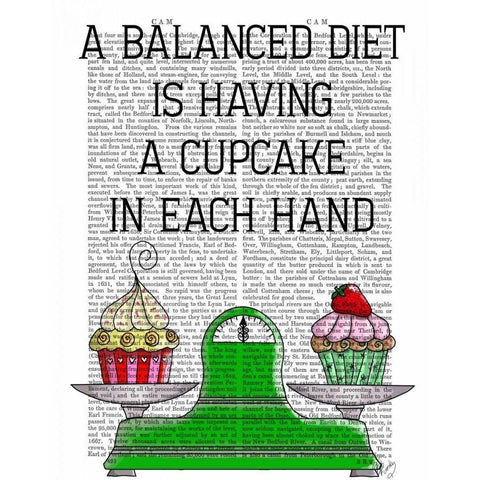 A Balanced Diet Illustration Gold Ornate Wood Framed Art Print with Double Matting by Fab Funky