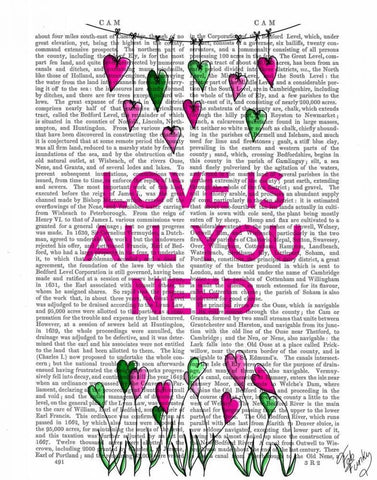 Love Is All You Need Illustration Black Ornate Wood Framed Art Print with Double Matting by Fab Funky