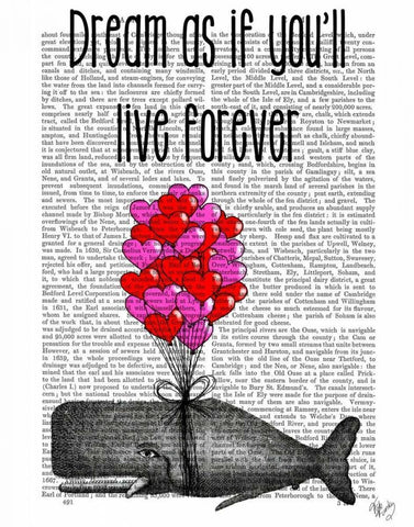 Dream As If Youll Live Forever White Modern Wood Framed Art Print with Double Matting by Fab Funky