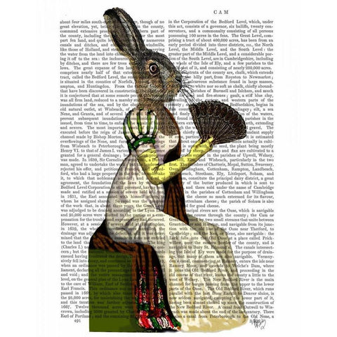 Miss Hare Gold Ornate Wood Framed Art Print with Double Matting by Fab Funky