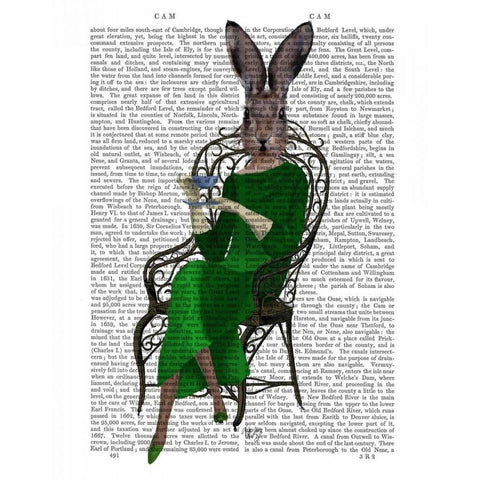 Lady Bella Rabbit Taking Tea White Modern Wood Framed Art Print by Fab Funky