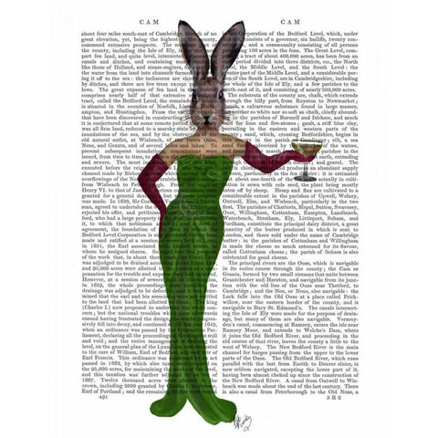 Rabbit Green Dress White Modern Wood Framed Art Print by Fab Funky