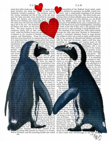 Penguins With Love Hearts White Modern Wood Framed Art Print with Double Matting by Fab Funky