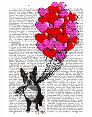 Boston Terrier And Balloons Black Ornate Wood Framed Art Print with Double Matting by Fab Funky